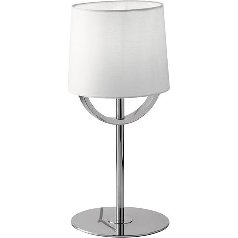 "Lampada da tavolo ASTORIA in metallo cromato con paralume in tessuto"