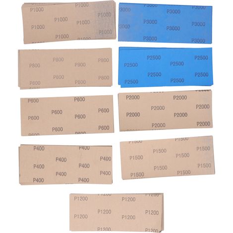 Kit de 90 feuilles de papier de verre pour ponçage à sec et humide, grains 400/600/800/1000/1200/1500/2000/2500/3000 (1/5)