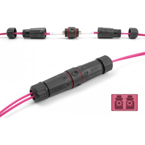 Delock Conector de cable de fibra óptica LC Duplex hembra a LC Duplex hembra OM4 resistente al agua