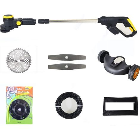 Tondeuse à Gazon électrique sans Fil Moteur sans Balai Coupe-Herbe Longueur réglable Angle télescopique élagage Outils de Jardin Roue de Fil (Color : Without Battery Set, Size : D) (1/5)