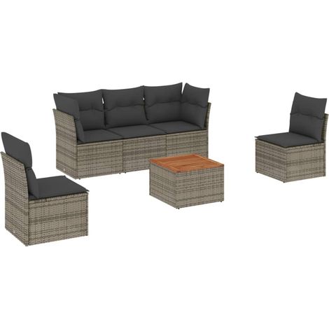 Maison Exclusive - 6-tlg. Garten-Sofagarnitur mit Kissen Grau Pol
