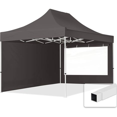 TOOLPORT 3x4,5 m Pop up Gazebo incl. 2 side panels with steel frame for instant shelter grey (1/5)