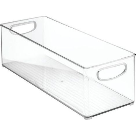 Cabinet/Kitchen boîte de rangement, extra-grand bac pour réfrigérateur en plastique, longue boîte, transparent, 41cm x 15 cm x 12.5 cm (1/5)