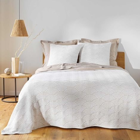 Couvre-Lit & 2 Housses de Coussin "Cassandra" 220x240cm Naturel