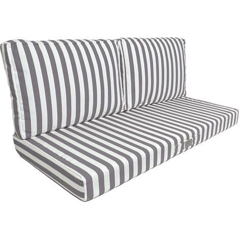 Coussins pour salon de jardin déhoussable 120x60cm - Rayure Gris foncé (1/5)