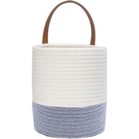 Jardinière tissée en Imitation rotin, pot de-S Cuir gris blanc (1/5)