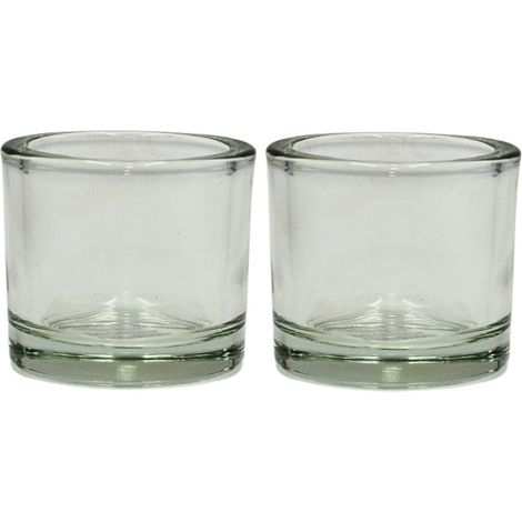 Lot de 2 photophores en Verre Transparent - Simples et élégants - Dimensions : H x Ø env. 5,5 x 6 cm (1/5)