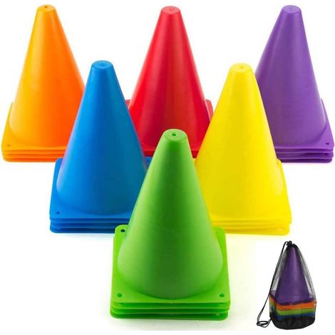 Markeerpionnen - 30 Unidades - 18 cm Altura - Para Entrenamiento Deportivo Y Actividades Infantiles - Plástico Resistente (1/5)