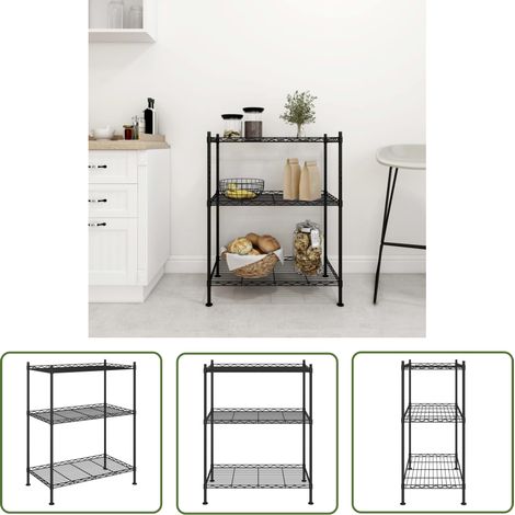The Living Store Lagerregal mit 3 Böden 60x35x76 cm Schwarz 150 kg - Industrieregal - Metallregal - Lageregel - Werkzeugschrank - Arbeitsbereichsorganisation (1/5)