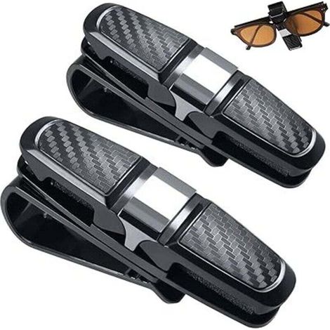 Lot de 2 montures de lunettes de voiture avec clip, clip de lunettes de voiture, support de lunettes de soleil, support pivotant à 360 degrés, adapté à tous les modèles de voiture (97 x 4 (1/4)