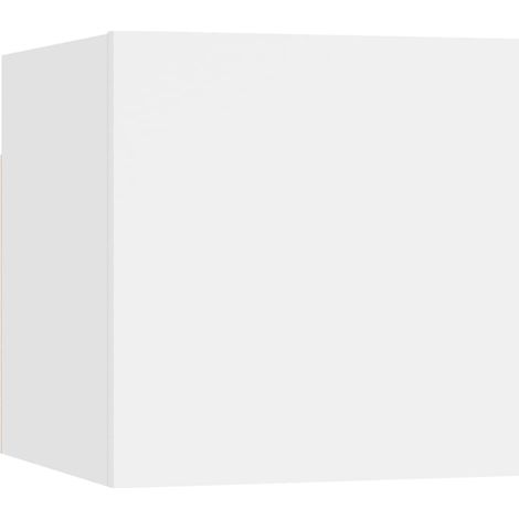 Comodino sospeso con ampio vano 30,5 x 30 x 30 cm MDF bianco DEC033289