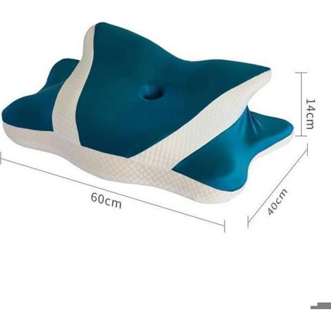 Oreiller cervical ergonomique 2 en 1 mémoire forme papillon 60x40x14cm vert