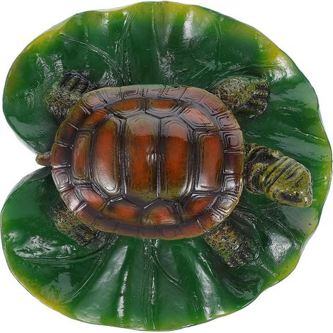 Fontaine Décorative Flottante pour Bassin – Tortue en Résine sur Feuille de Lotus – Statue Tortue Réaliste pour Jardin et Aménagement Paysager – Décoration Étang 1 Pièce