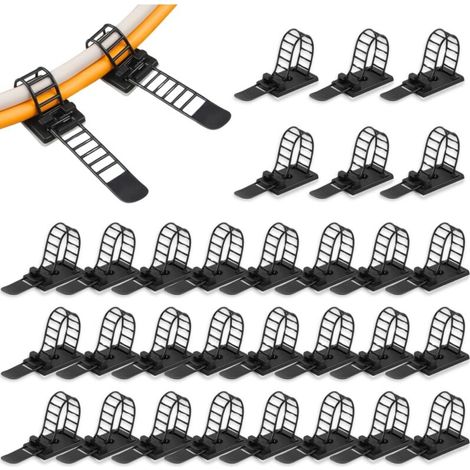 Pack of 30 self-adhesive cable clips, 25 x 18 mm, for home and office use (1/5)