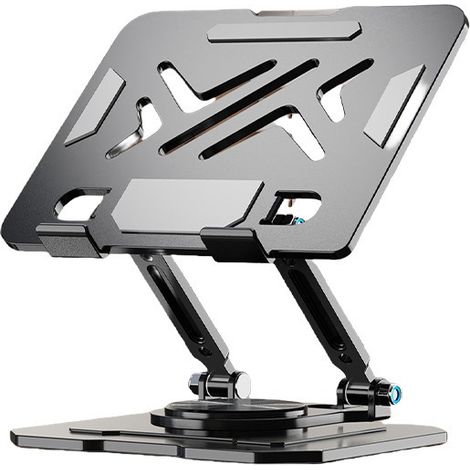 360° drehbarer, teleskopierbarer, höhenverstellbarer, komplett aus Metall gefertigter, faltbarer und multifunktionaler Laptopständer mit Kühlfunktion.