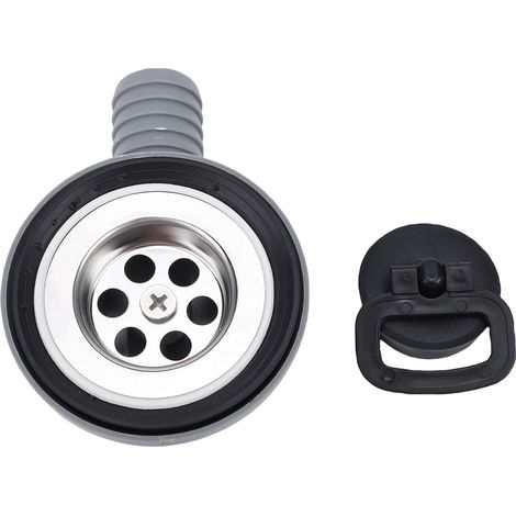 Ortviai Évacuation d’évier droit pour camping-car et bateau – PS-926(X-004) – Acier inoxydable noir, montage 42–50 mm (1/5)