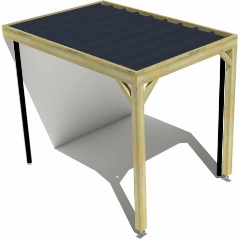 Carport bois • 2m x 3m • adossée • sens profondeur • livraison comprise (1/3)