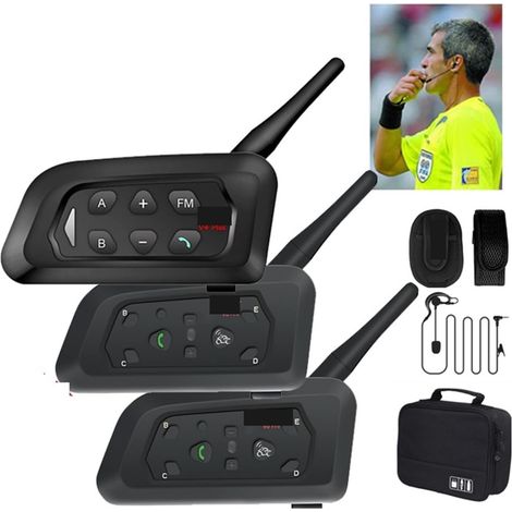 V4C Plus + V6C PROx2 Football 3 Arbitre Interphone Casque 1200M Football Full Duplex Conférence Interphone + Sac À Main (1/5)
