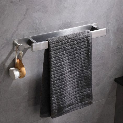 Porte-Serviettes en Acier Inoxydable,Porte Serviette d'invités Auto-adhésif sans perage,Porte-Serviettes de Bain adhésif avec Crochets pour Salle de Bain (40 cm,brossé) (1/4)