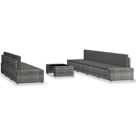 Maison Exclusive - 8-tlg. Garten-Lounge-Set Poly Rattan Grau (1/5)