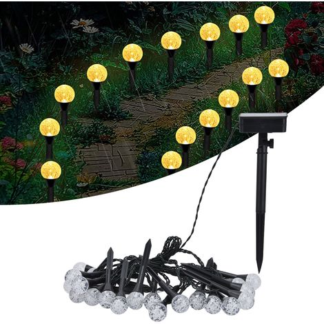 Guirlande lumineuse solaire pour jardin, guirlande lumineuse décorative à bulles pour extérieur, type à encastrer dans le paysage, lampe solaire pour pelouse, type lumière chaude. (1/5)