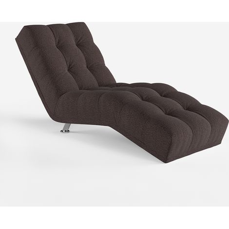 Chaise longue imbottita in ciniglia design classico capitonné Chamonix - Nero (1/5)
