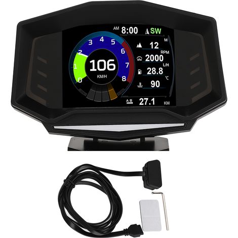 Affichage Tête Haute HUD OBD2 GPS Indicateur Pente Multifonction Alarme Excès Vitesse Compteur Intelligent (1/5)