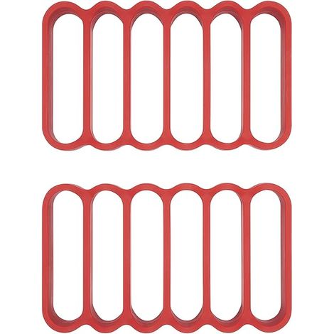 Lot de 2 grilles à hot-dogs en silicone, moule à saucisses en silicone à 6 cavités pour friteuse à air chaud, four et micro-ondes, plaque de cuisson antiadhésive en silicone (1/5)