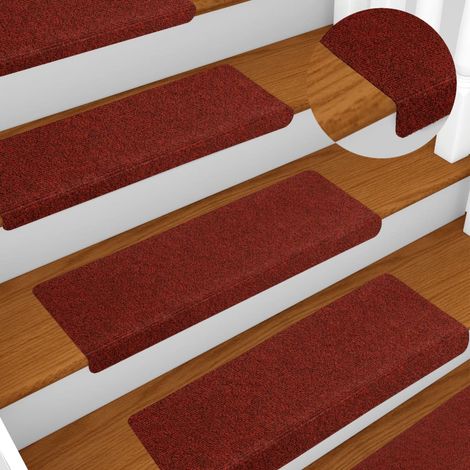 Tapis de marches d'escalier Bordeaux Aiguilleté 65x21x4cm 10pcs (1/5)