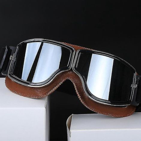 Lunettes en cuir, lunettes de moto vintage, lunettes de casque jet rétro, 8 (1/5)