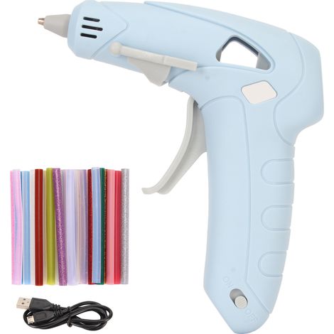 Pistolet à colle chaude 10W, chauffe rapide, poignée ergonomique, charge USB, outil de fusion avec 30 bâtons pour bricolage et loisirs créatifs (1/5)