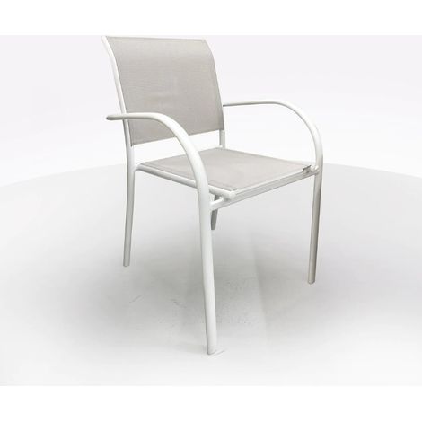 SEDIA IN ALLUMINIO BIANCO E TEXTILENE BEIGE (1/4)