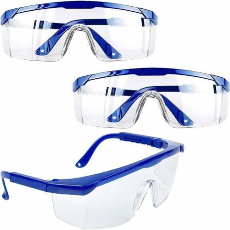 Safety Goggles,3 PCS Anti-Fog Protective Goggles Blue Frames UV Protection Goggles for Children Adults with PC and Thicker Lenses for Outdoor Activities (1/4)