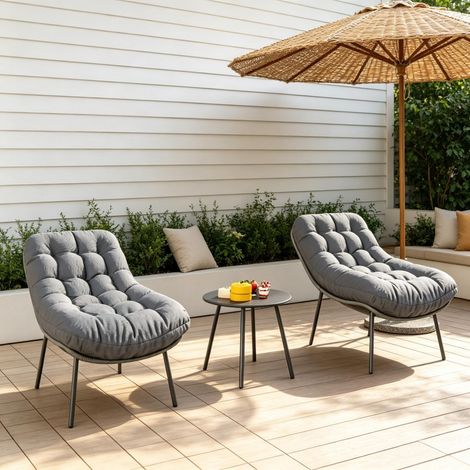 Ensemble salon résine tressée, chaises généreuses, coussins 15 cm, housses résistantes soleil, pour jardin et terrasse, s'adapte forme corps, confort et élégance durables, pour extérieur (1/5)