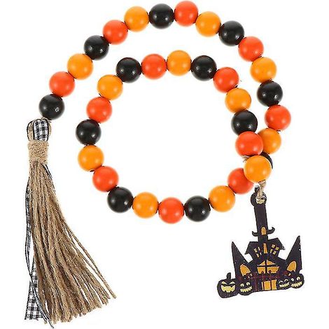 1 Stück Holzperlen-Ornament für Halloween-Dekoration
