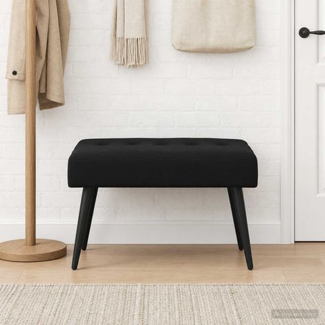 Banc capitonné en velours noir avec mousse et pieds en métal, 60 x 40 x 45 cm - PANGIVO (1/5)