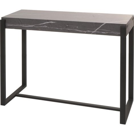 Mesa consola HHG-701, mesa de teléfono mesa de trabajo mesa auxiliar mesa de almacenaje, metal 81x100x40cm, aspecto mármol gris (1/5)