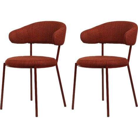 Stühle Rebecca Mobili Talong 80,5x47,5x57,5 Polyestergewebe Stahl Rot Modern SET 2 Stück