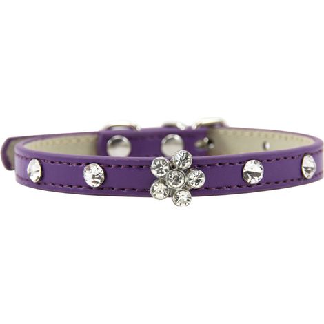 Collier pour chien, collier pour chiot orné de strass, réglable avec diamants, violet - XS (1/4)