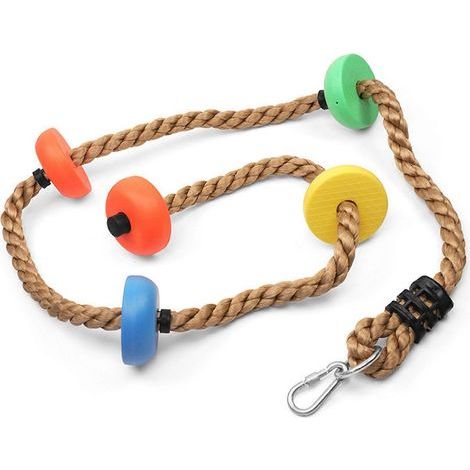Balançoire disque de 2 m avec corde et crochet, plateforme en plastique, balançoire d'escalade pour enfants, balcons, cours et espaces extérieurs. (1/5)