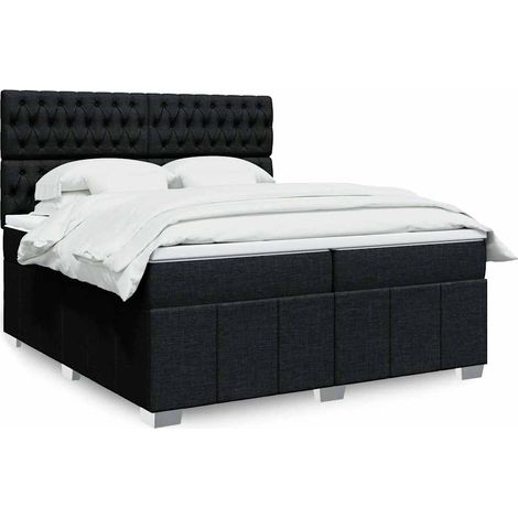 vidaXL Sommier à lattes de lit avec matelas Noir 200x200 cm Tissu (1/5)