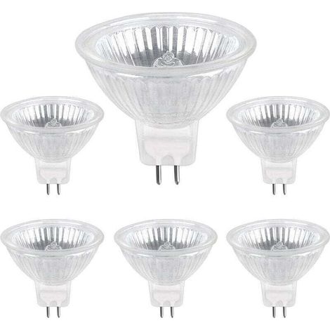 6x Ampoules Halogènes MR16 GU5.3 50W 220V Dimmables, 680 Lumens, Lumière Chaude 2700K