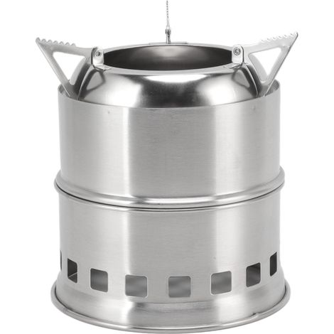 Mini réchaud à alcool pour le camping et la randonnée, réchaud de camp en acier inoxydable avec sac de rangement rond (1/5)