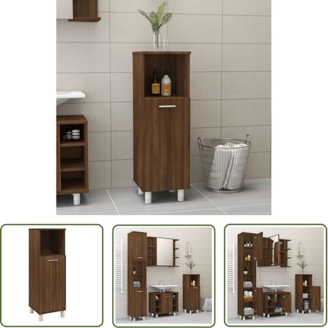 The Living Store Armoire de bain Chêne marron 30x30x95 cm Bois d'ingénierie - Meuble De Salle De Bain - Armoire De Salle De Bain - Rangement Salle De Bain - Commode Salle De Bain - Étagère Salle De Ba (1/5)