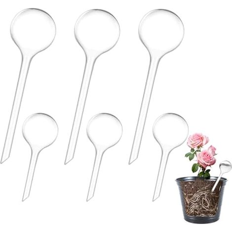 6 Pièces Globules d'Arrosage pour Plantes, 2 Tailles Boules d'Arrosage Auto-arrosantes, Dispositif d'Arrosage Automatique pour Plantes Intérieur Extérieur (Transparent)