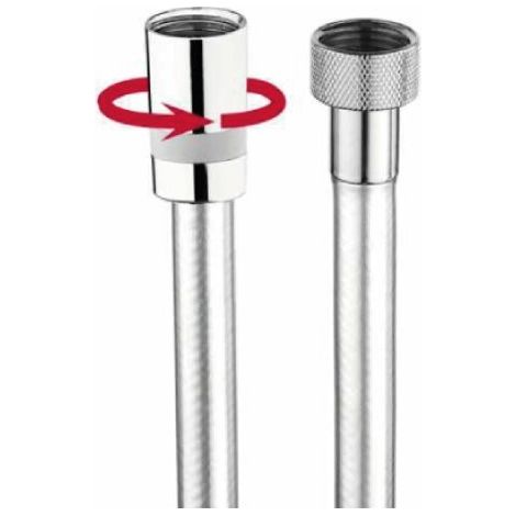 BOSSINI - FLESSIBILE CROMOLUX RETINATO NYLON 1/2" X 1/2" FF CONO GIREVOLE INCORPORATO 150 CM