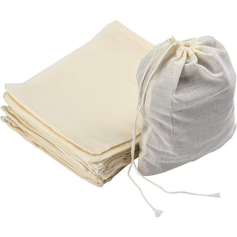 Baumwollbeutel, 30er-Pack, 18 x 20 cm, wiederverwendbare Süßigkeitenbeutel mit Kordelzug für Partys, Hochzeiten und Geburtstage, weiße Filterbeutel für Küche, Marmeladenherstellung