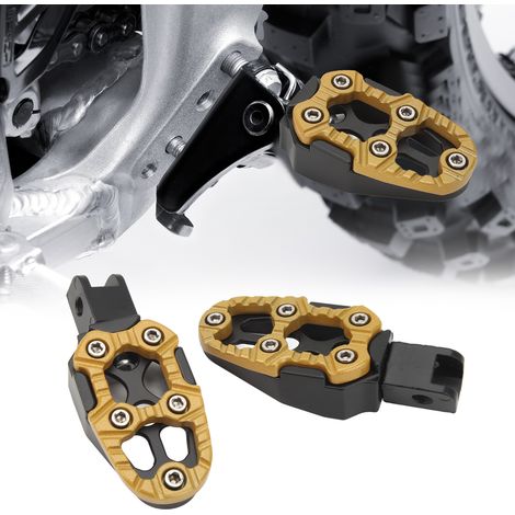 Universelle Motorradpedale, links und rechts, zweifarbig, CNC-gefräste Aluminiumlegierung, goldfarben (1/5)