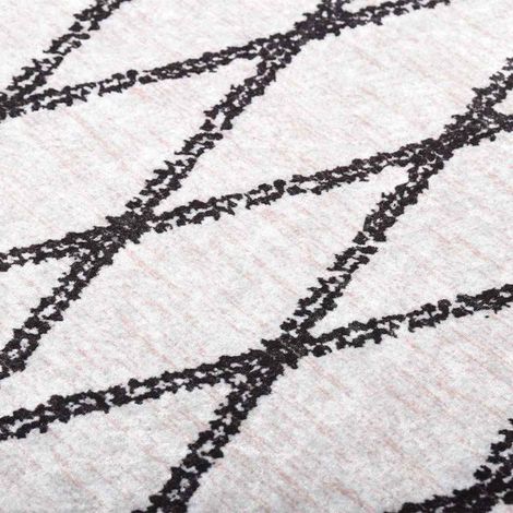 Maison Exclusive - Teppich Waschbar 80x300 cm Weiß und Schwarz (1/5)