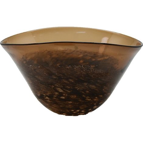 Coupe Décorative en Verre Marron Vide-Poches et Corbeille à Fruits 29 x 21 x 17 cm - PANGIVO (1/3)